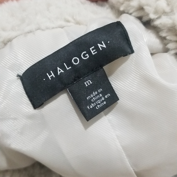 Halogen Patch Pocket Teddy Coat Cream Medium - Picture 5 of 10